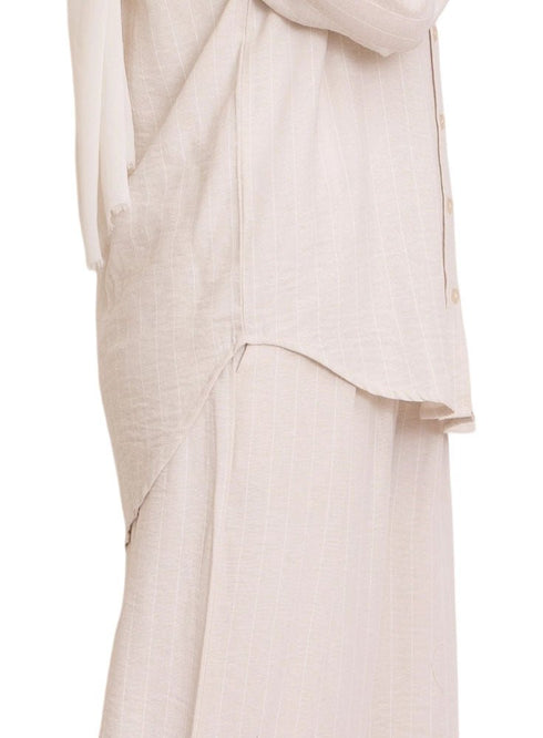 Latte Striped linen Suit - Khotwh